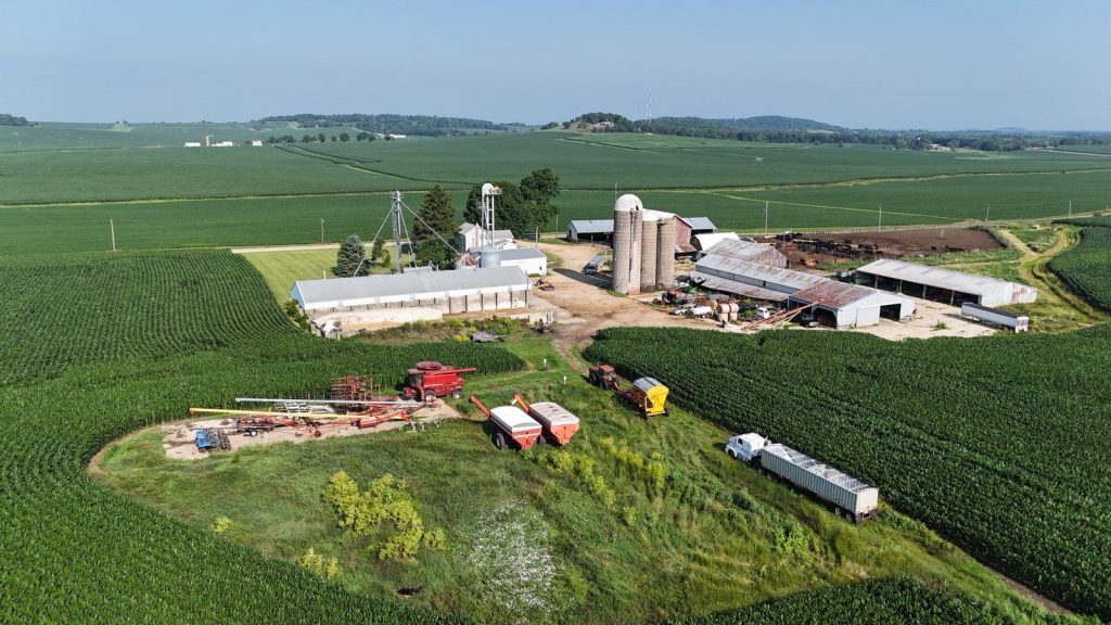 Aerial view of Nadig Farms in Stockton, Illinois.
